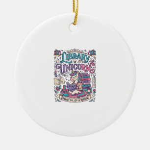 Unicorn Library Unicorn Colorful POD Artwork_1 Ceramic Ornament