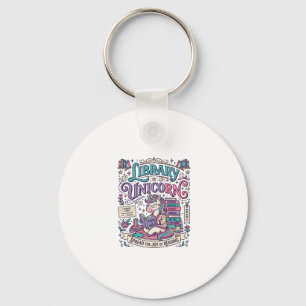 Unicorn Library Unicorn Colorful POD Artwork_1 Keychain