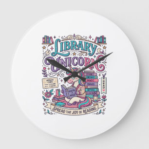 Unicorn Library Unicorn Colorful POD Artwork_1 Large Clock