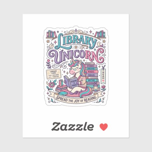 Unicorn Library Unicorn Colorful POD Artwork_1 Sticker