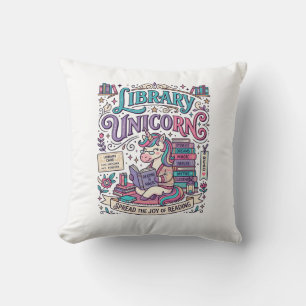 Unicorn Library Unicorn Colorful POD Artwork_1 Throw Pillow