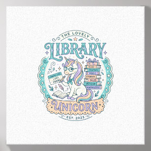 Unicorn Library Unicorn Whimsical Graphic Tee Desi Canvas Photo Tile