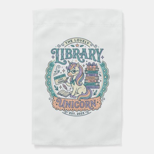 Unicorn Library Unicorn Whimsical Graphic Tee Desi Garden Flag