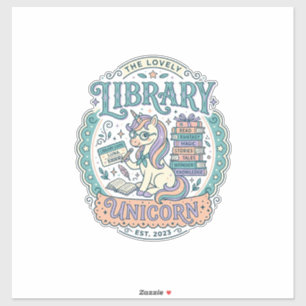 Unicorn Library Unicorn Whimsical Graphic Tee Desi Sticker