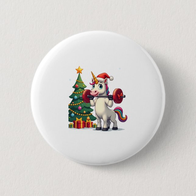 Unicorn Lifting Christmas Weightlifting Deadlift G Button (Front)