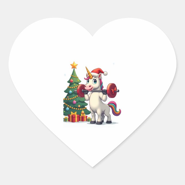 Unicorn Lifting Christmas Weightlifting Deadlift G Heart Sticker (Front)