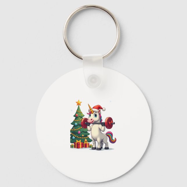 Unicorn Lifting Christmas Weightlifting Deadlift G Keychain (Front)