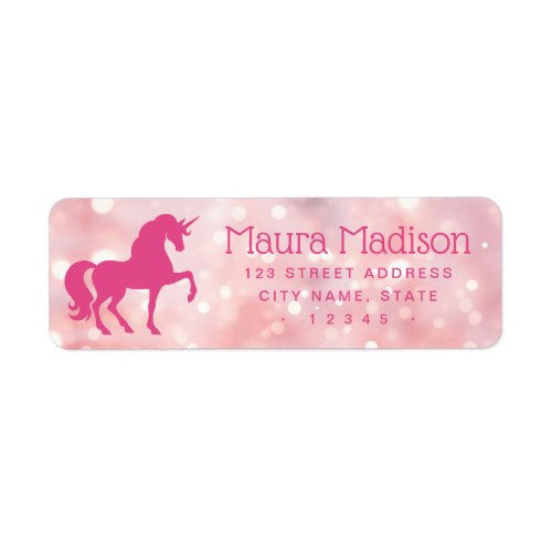 Unicorn light pink ethereal bokeh return address label