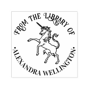 Unicorn Line Art “From the Library of” Book Name Self-inking Stamp