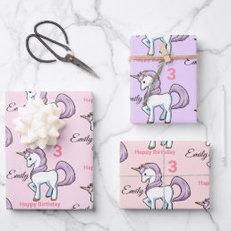 Unicorn Little Girl&#39;s Birthday Party Gift Wrapping Paper Sheets