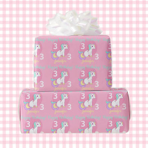 Unicorn Little Girl's Birthday Pink Gift Wrapping Paper