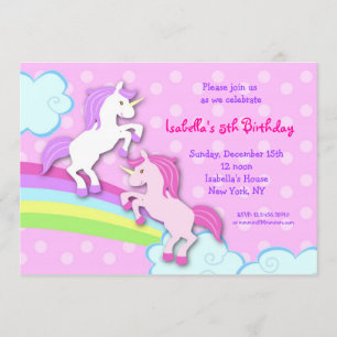 Unicorn Little Pony Birthday Party Invitations