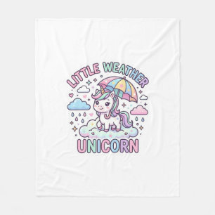 Unicorn Little Weather Unicorn Graphic Design Whit Fleece Blanket