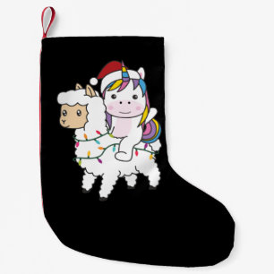 Unicorn Llama Christmas Snow Winter Animals Adult  Small Christmas Stocking