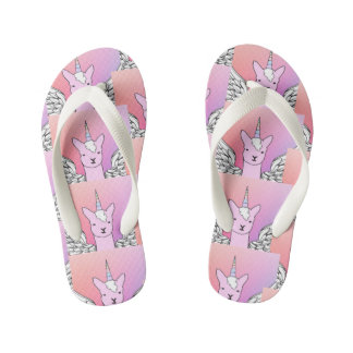 Unicorn Llama girls thongs flip flops