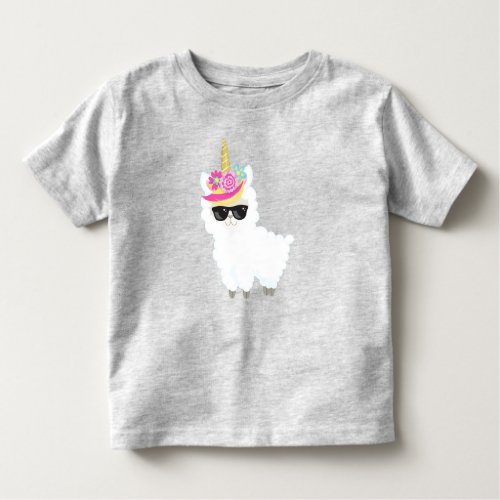 Unicorn Llama Little Llama Llama With Sunglasses Toddler T_shirt
