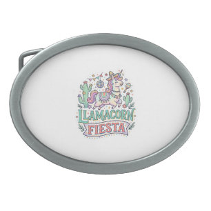 Unicorn Llamacorn Fiesta Premium Vector POD Artwor Belt Buckle