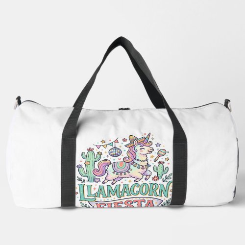 Unicorn Llamacorn Fiesta Premium Vector POD Artwor Duffle Bag