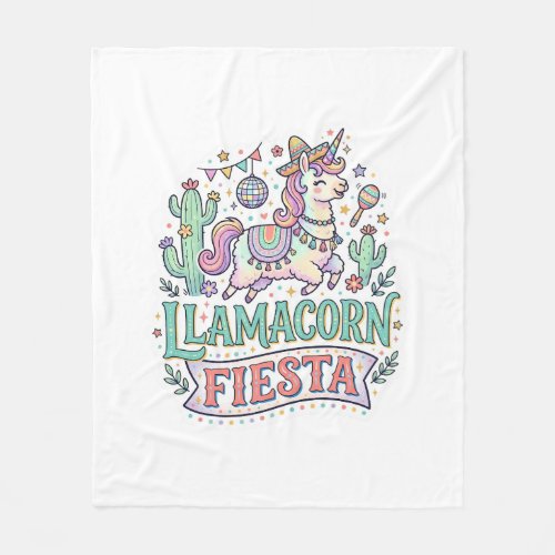 Unicorn Llamacorn Fiesta Premium Vector POD Artwor Fleece Blanket