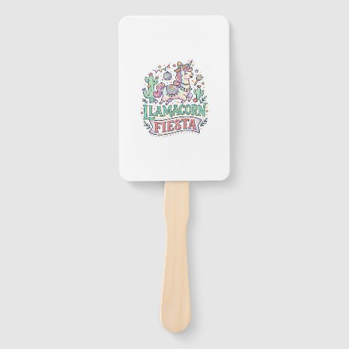 Unicorn Llamacorn Fiesta Premium Vector POD Artwor Hand Fan