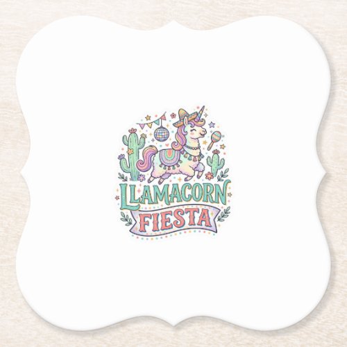 Unicorn Llamacorn Fiesta Premium Vector POD Artwor Paper Coaster