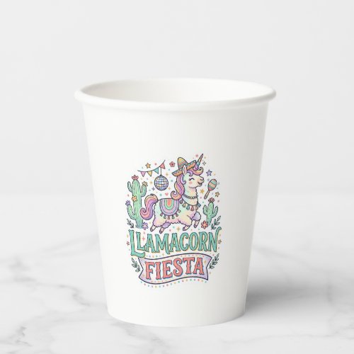 Unicorn Llamacorn Fiesta Premium Vector POD Artwor Paper Cups