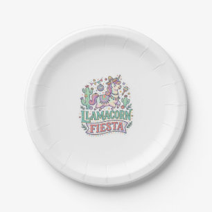 Unicorn Llamacorn Fiesta Premium Vector POD Artwor Paper Plates
