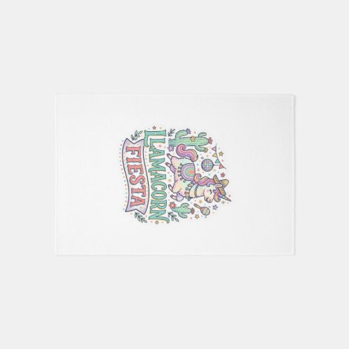 Unicorn Llamacorn Fiesta Premium Vector POD Artwor Rug