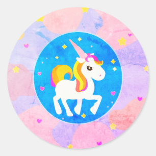 Unicorn Logo Cartoon Classic Round Sticker