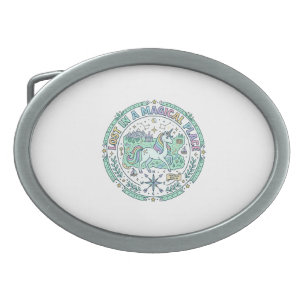 Unicorn Lost in a Magical Place Funny Print on Dem Belt Buckle
