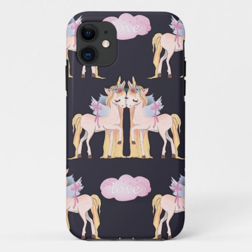 Unicorn Love Blue iPhone 11 Case