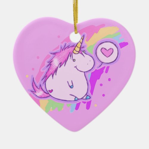 Unicorn Love Ceramic Ornament