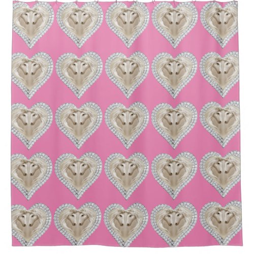 Unicorn Love Heart Shower Curtain