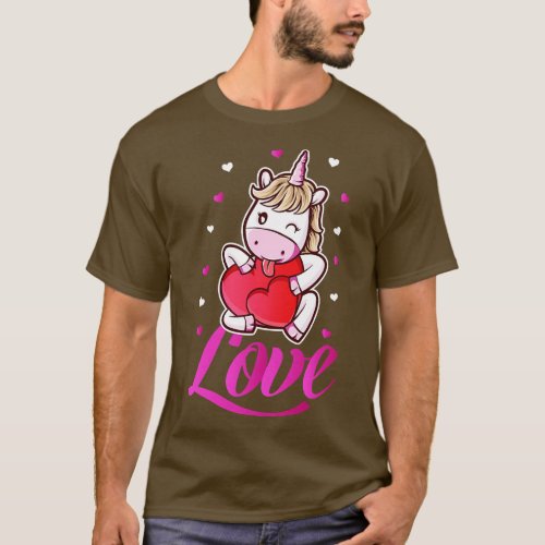 Unicorn Love Heart Valentines Day 1 T_Shirt