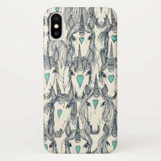 unicorn love indigo mint pearl iPhone x case