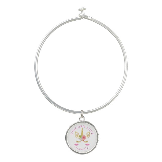 Unicorn Love - Personalize Bangle Bracelet (Front)