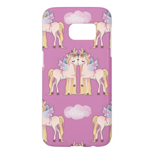 Unicorn Love Pink Samsung Galaxy S7 Case