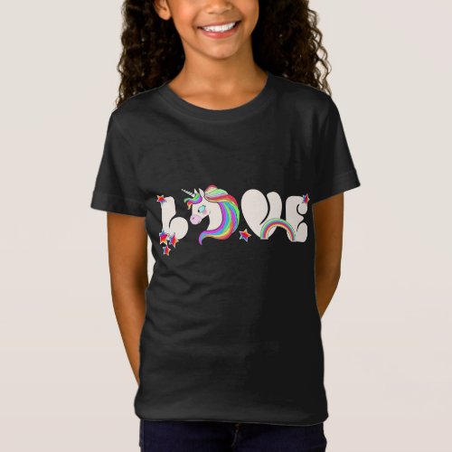 Unicorn Love Rainbow Stars T_Shirt