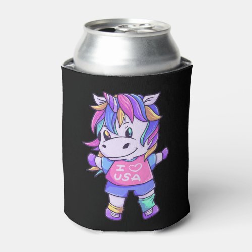 Unicorn Love USA Horse Unicorn Animal Can Cooler