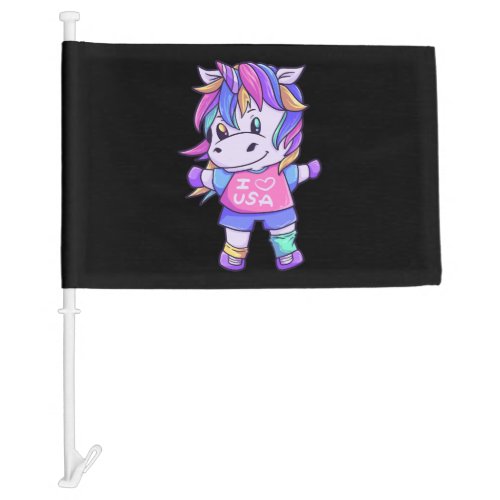 Unicorn Love USA Horse Unicorn Animal Car Flag