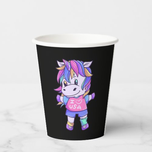 Unicorn Love USA Horse Unicorn Animal Paper Cups