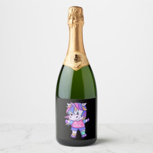 Unicorn Love USA Horse Unicorn Animal Sparkling Wine Label