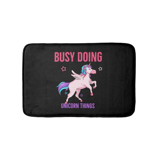 Unicorn Lover Busy Doing Unicorn Things Rainbows Bath Mat (Front)