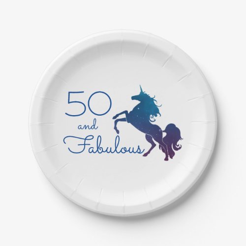 Unicorn Lovers 50 and Fabulous Birthday Paper Plates