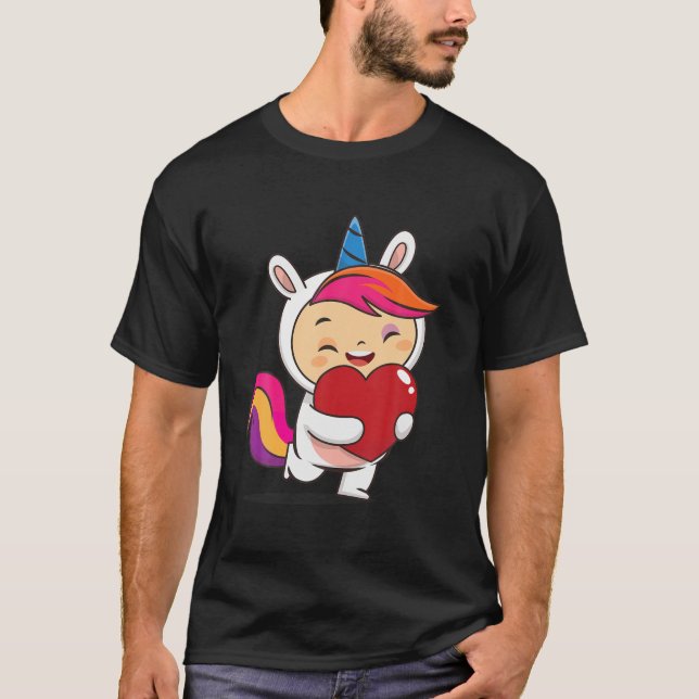 Unicorn Lovers ,Unicorn Heart Valentines Day Girls T-Shirt (Front)