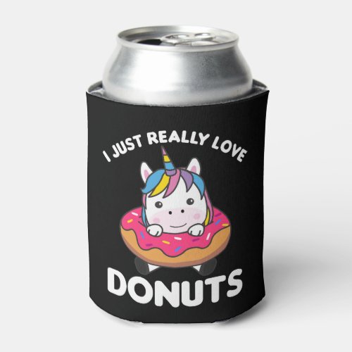 Unicorn Loves Donuts Unicorns Are Pink Can Cooler