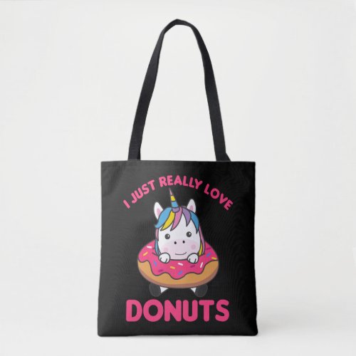 Unicorn Loves Donuts Unicorns Are Pink Tote Bag