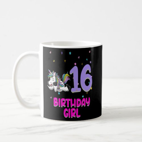 Unicorn Lying Down 16th Birthday Girl Love  16 yo  Coffee Mug