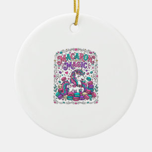 Unicorn Macaron Magic Colorful Marketplace Artwork Ceramic Ornament