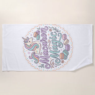 Unicorn Macaron Magic Whimsical T-Shirt Design_1 Beach Towel